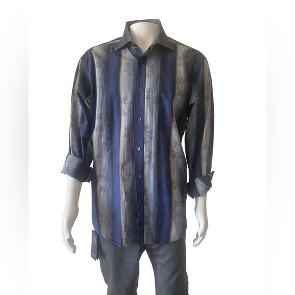 BUGATCHI Flip Cuff BUTTON UP DRESS /CASUAL SHIRT Size XL 100% Cotton - Picture 1 of 7